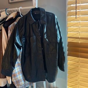 Black Vegan Leather Shacket